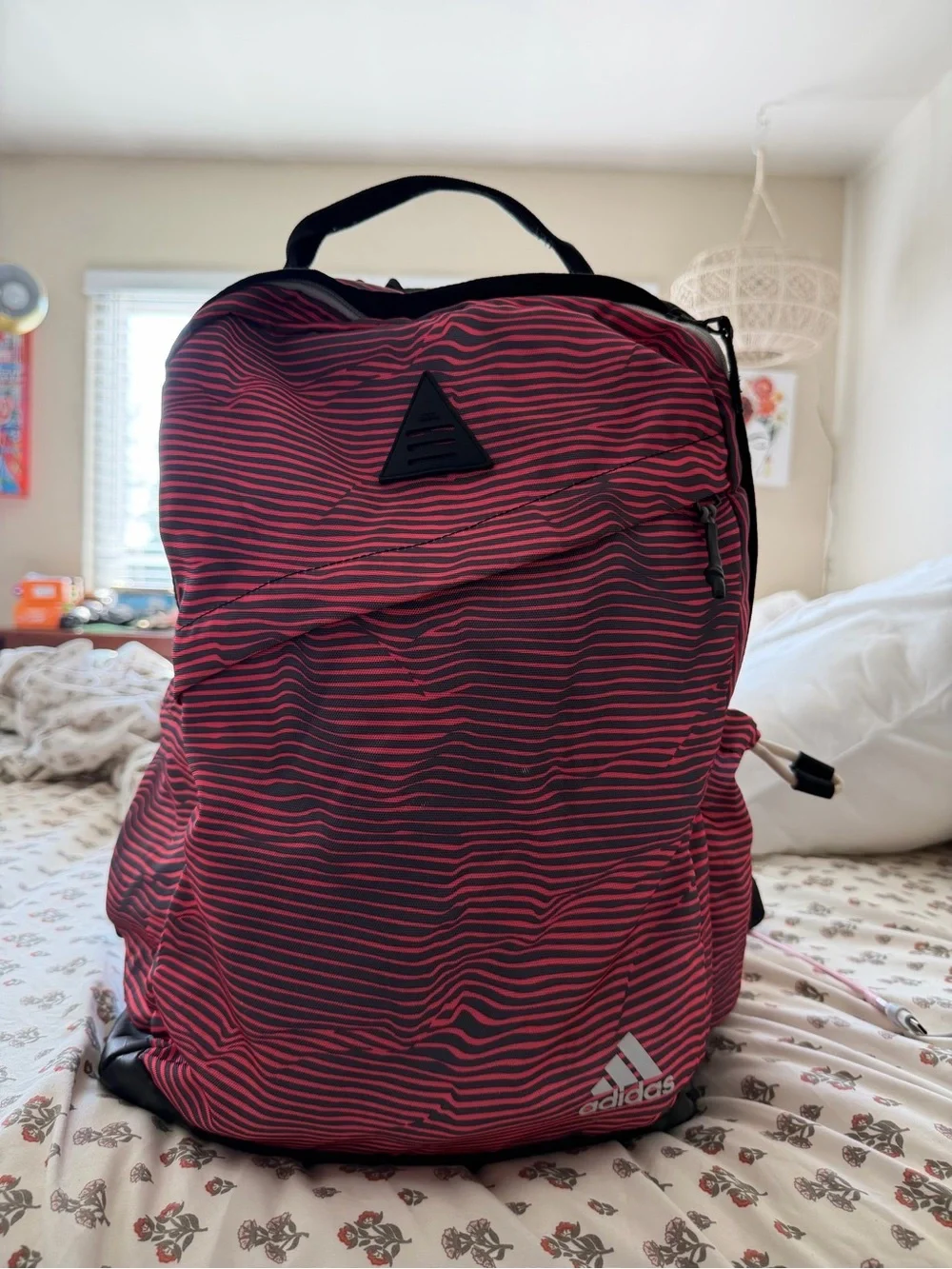 adidas Pink & Black Wave-Pattern Backpack
